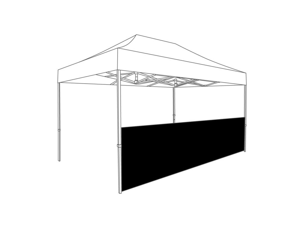 Carpa plegable - Media pared - 4,5m - PVC Negro