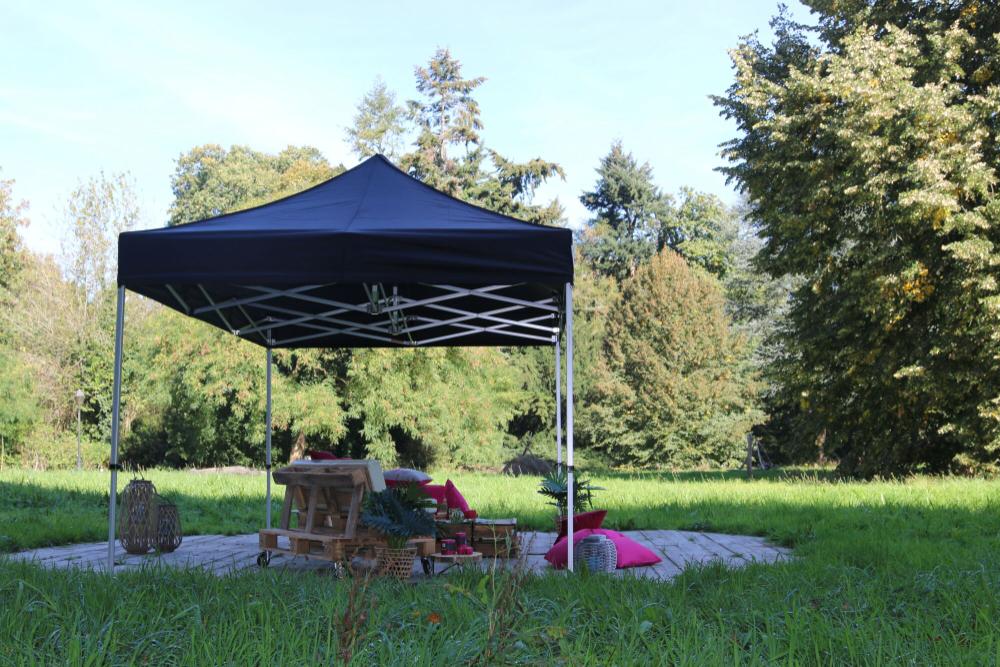 Tonnelle pliante AluForce avec bâche de toit - 3x4,5m - Polyester Blanc
