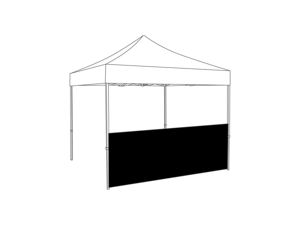Vouwtent Halve zijwand - 4m - Polyester Zwart