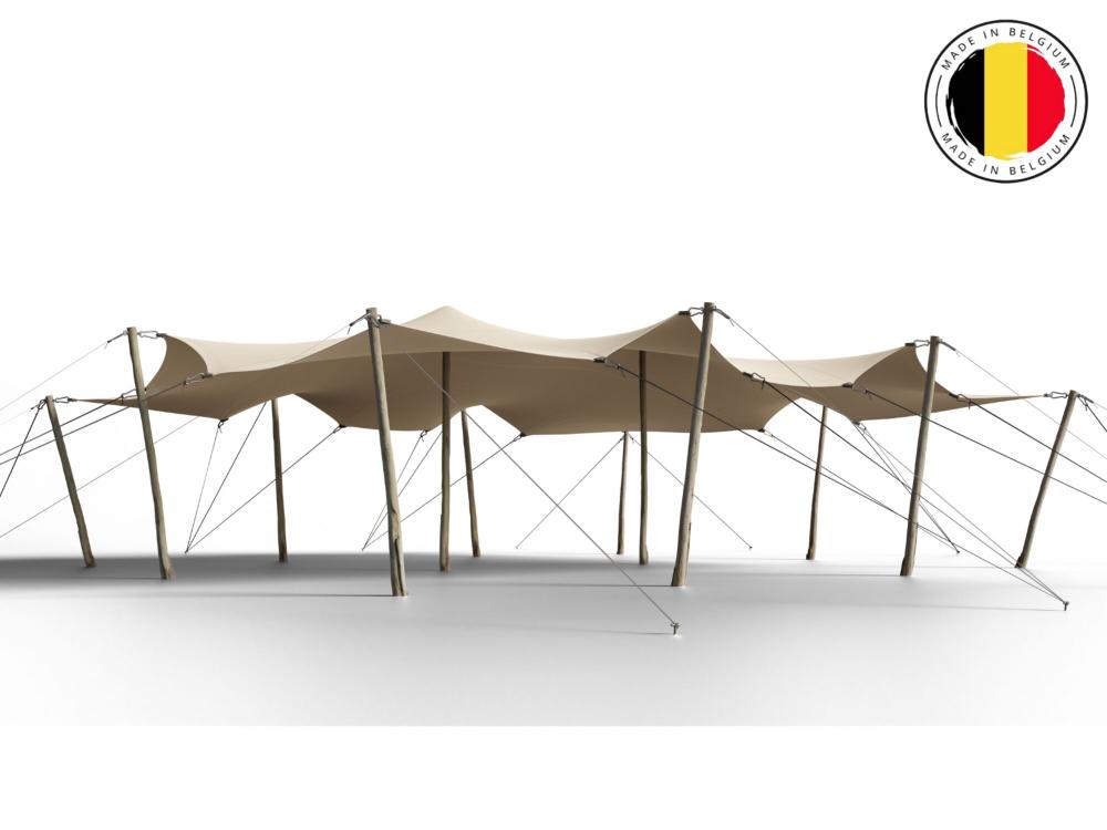 Triflexx stretchtent zeil (560 g/m²) met klemmen - 8,5 x 12,5 m Sand (out)/Cream (in)