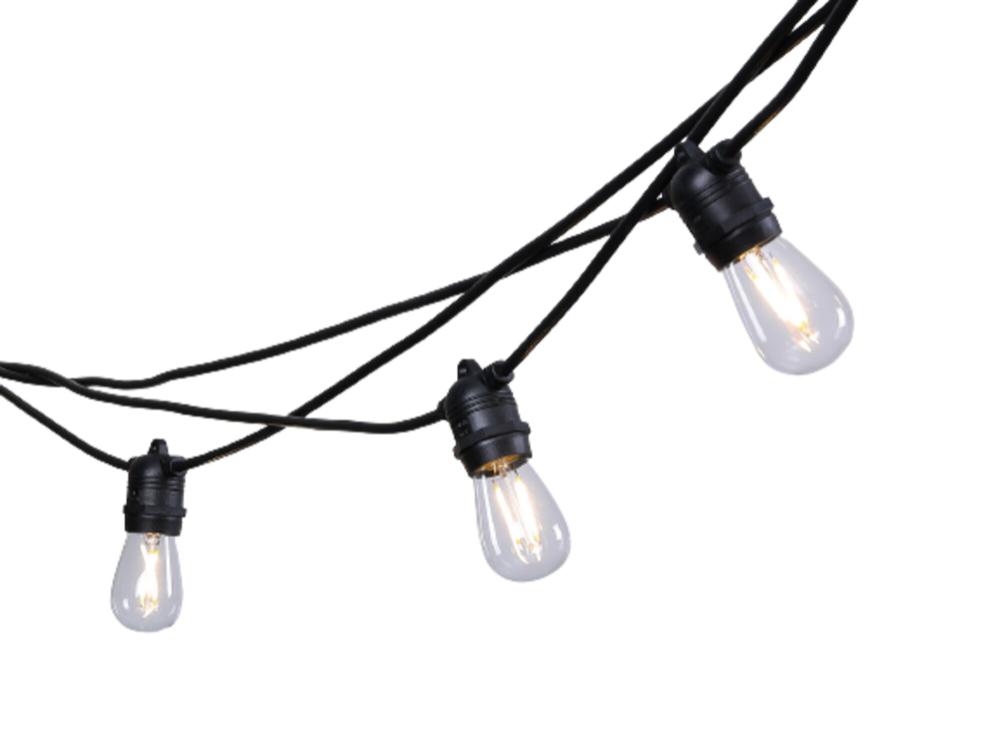 Føro Vintage Lichterkette Warmweiß - Set von 10 Meter mit 10 Kunststoff LED-Lampen