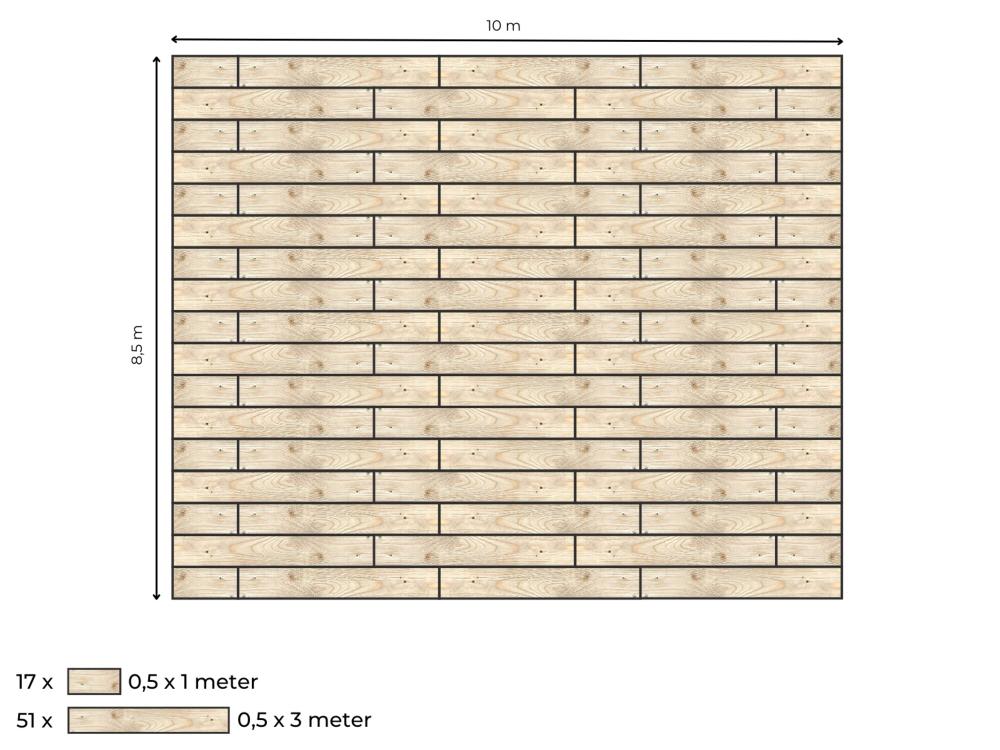 Complete vlondervloer voor Bonga stretchtent 8,5 m x 10 m