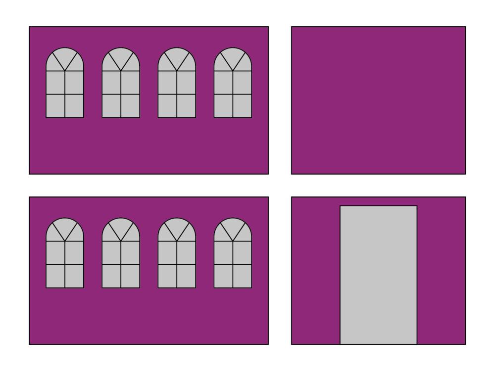 Faltzelt Seitenwandset mit Tragetasche - Bogenfenster - 4 x 6 m - Polyester malve
