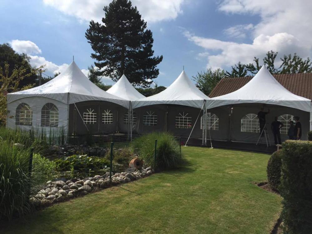 Tente pagode keder avec tubes ronds - Kit complet avec parois latérales - 5x5m Blanc