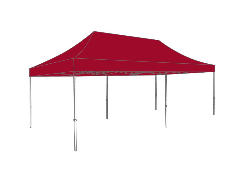 Faltzelt AluLite mit Dachplane - 3 x 6 m - Polyester Rot