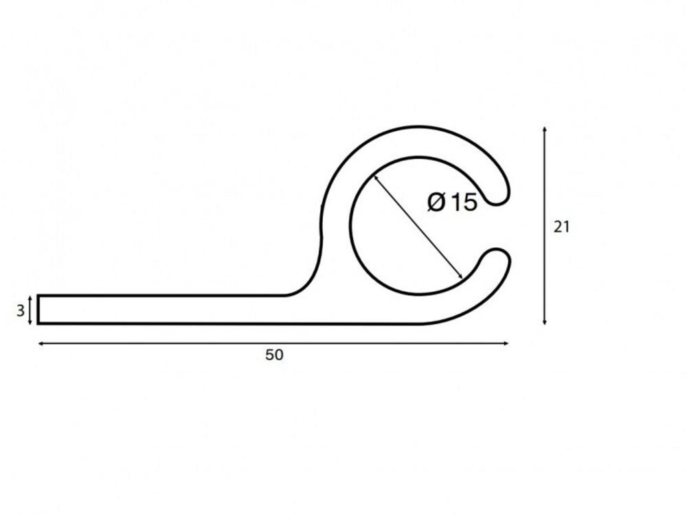 Keder Rail 10 mm met zijgroef per meter