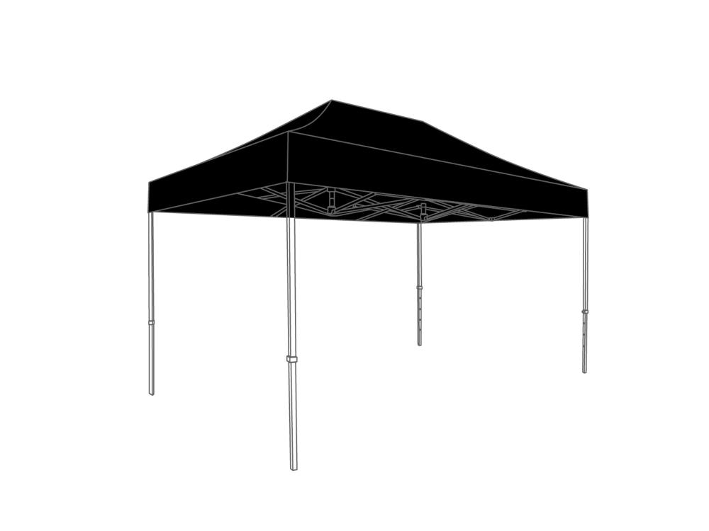 Tonnelle pliante Bâche de toit - 3x4,5m - PVC (mat) Noir