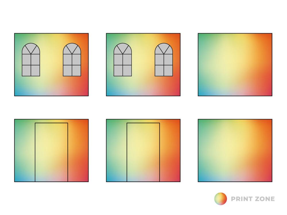 Faltzelt Seitenwandset mit Tragetasche - Bogenfenster - 3 x 6 m - Polyester  print