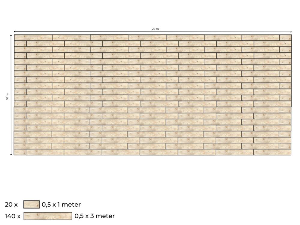 Complete vlondervloer voor Bonga stretchtent 10 m x 21,5 m