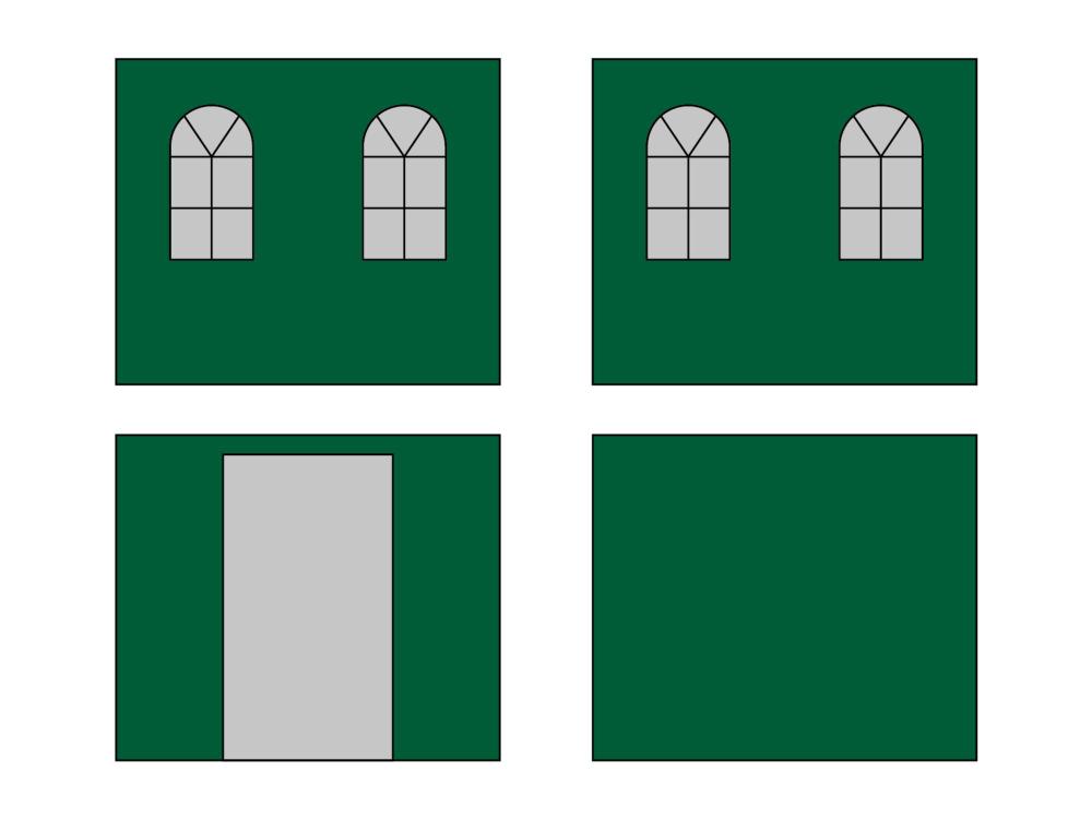 Vouwtent Zijwandenset met draagtas - Boogramen - 4x4m - Polyester groen