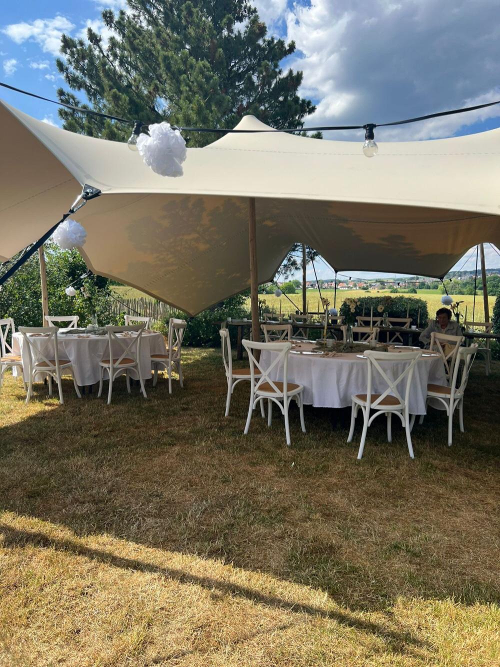 Carpa beduina Hiflexx (740 g/m²) con abrazaderas - 8,5 x 10 m - Arena/Arena