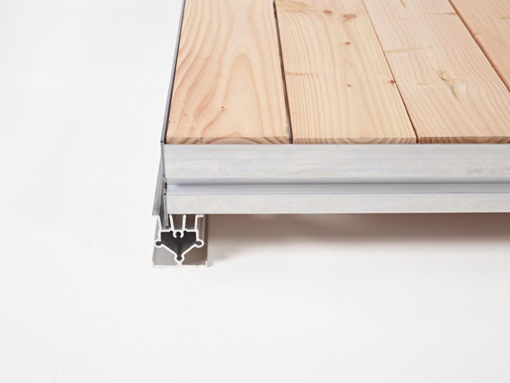 Montierter Kassettenboden mit Klicksystem und Dämpfung - 1 x 2,5 m - Kiefernholz