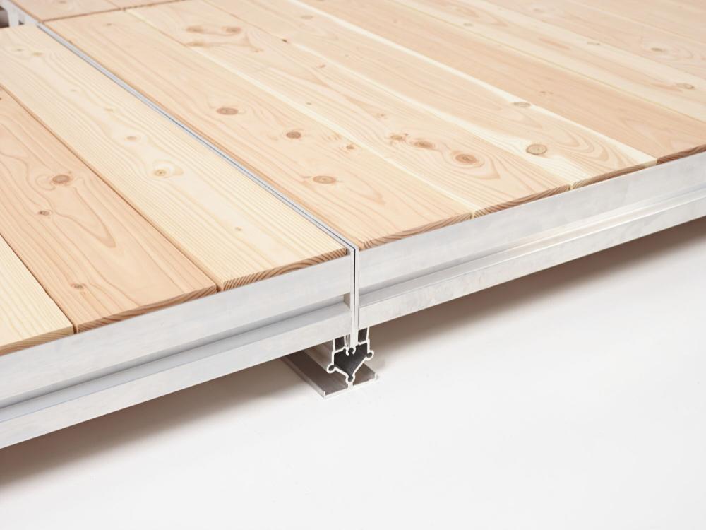 Montierter Kassettenboden mit Klicksystem und Dämpfung - 1 x 2,5 m - Kiefernholz