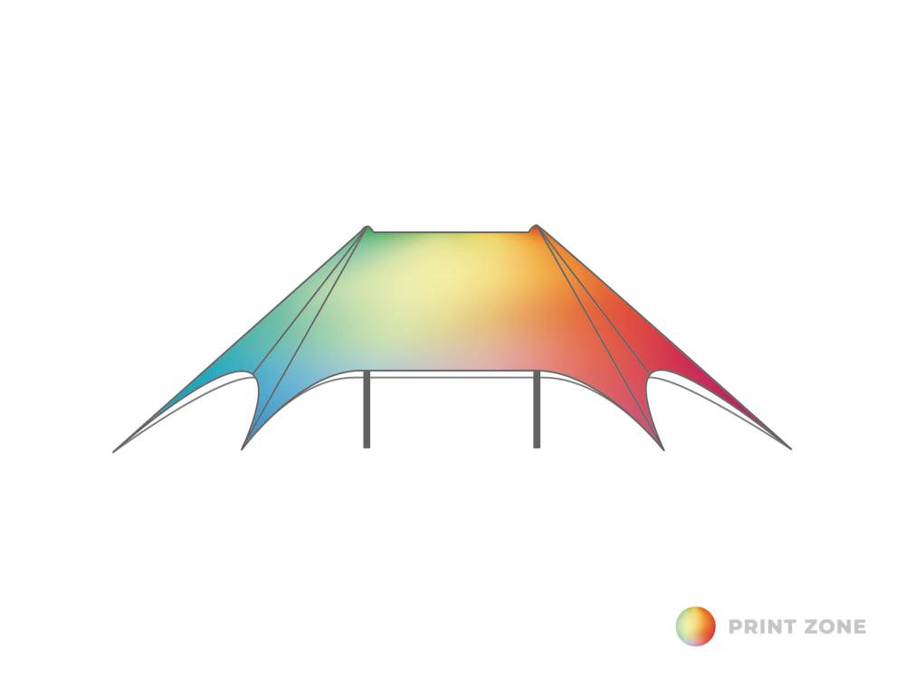 Digital print double star tent StellarLite roof 12 x 19 m