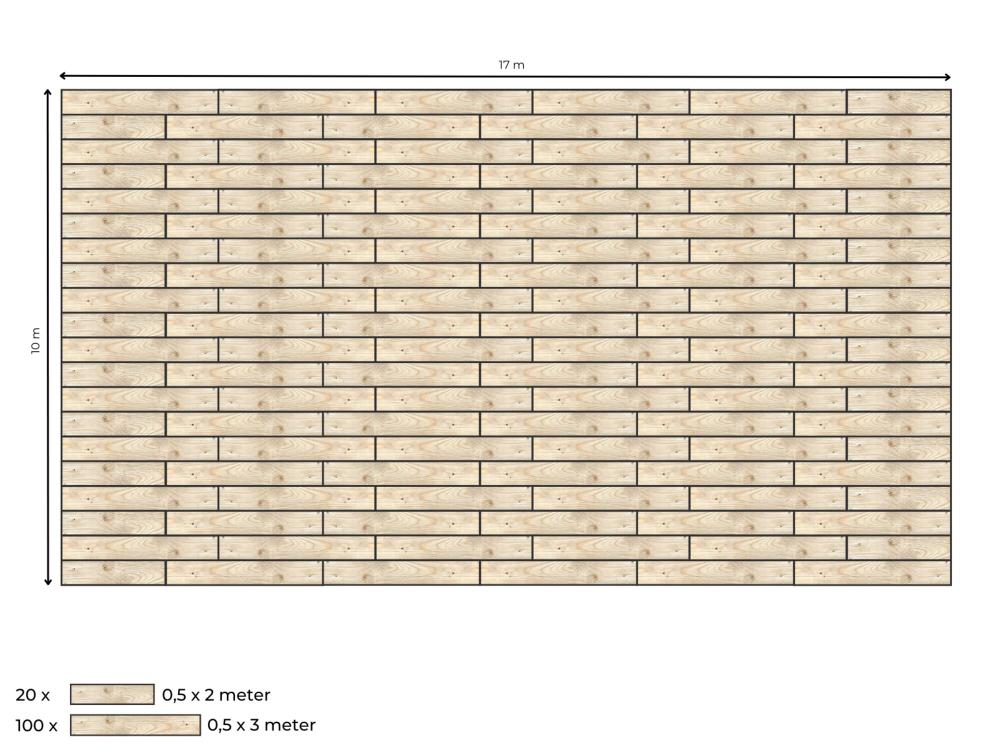 Complete vlondervloer voor Bonga stretchtent 10 m x 17 m