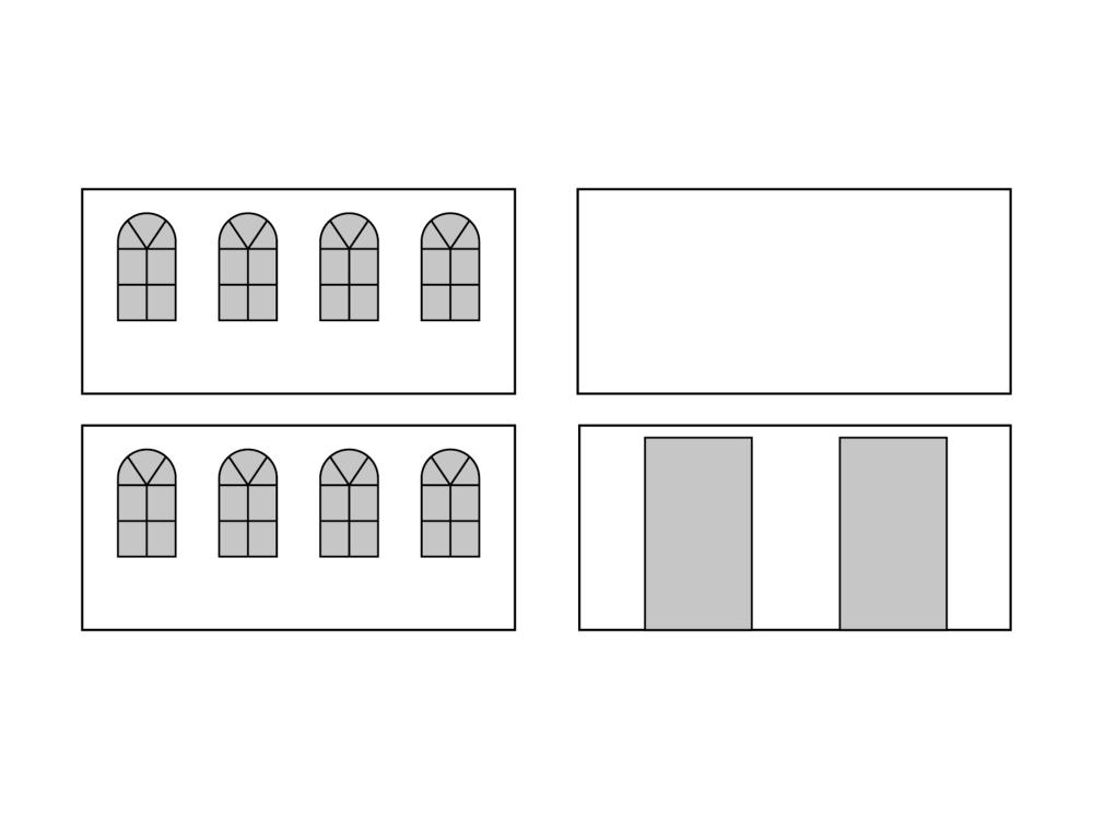 Faltzelt Seitenwandset mit Tragetasche - Bogenfenster - 5 x 5 m - Polyester weiß