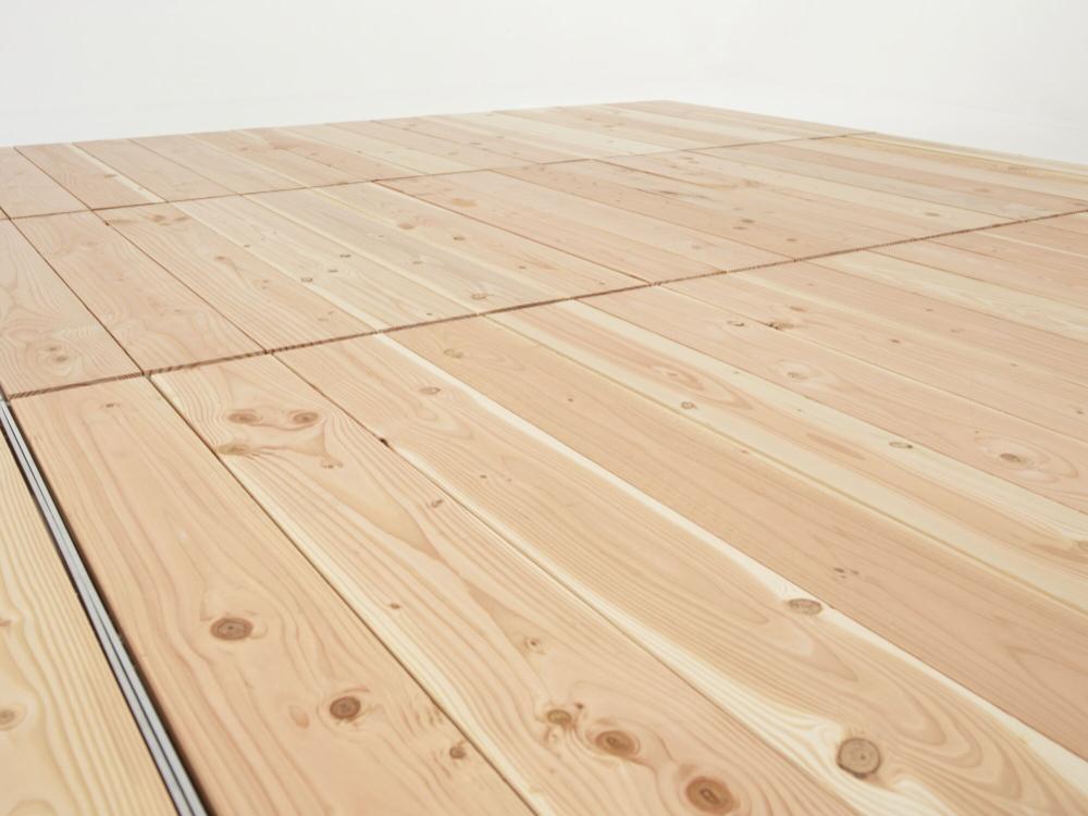 Montierter Kassettenboden mit Klicksystem und Dämpfung - 1 x 2,5 m - Kiefernholz