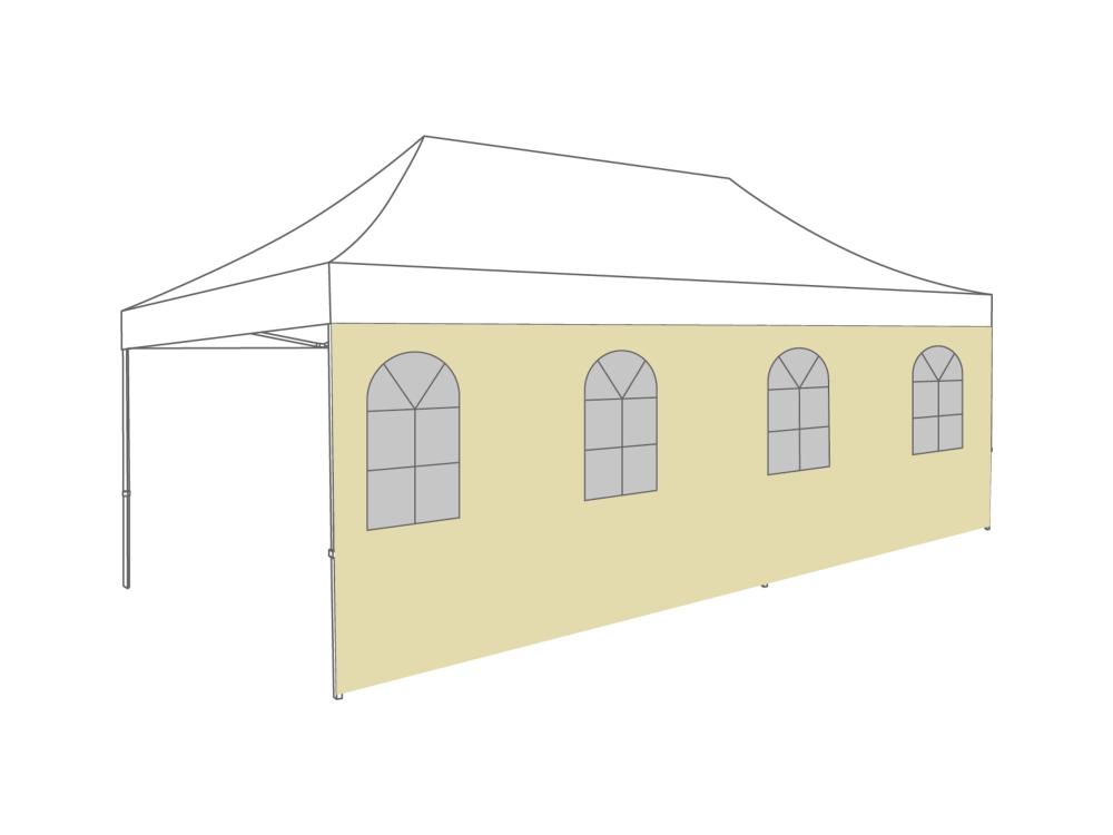 Tonnelle pliante Paroi latérale avec fenêtre en arche - 6m - Polyester (pour 3x6) Cream