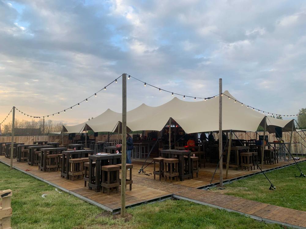 Triflexx stretch tent canvas (560 g/m²) with clamps - 10 x 21,5 m Sand/Cream