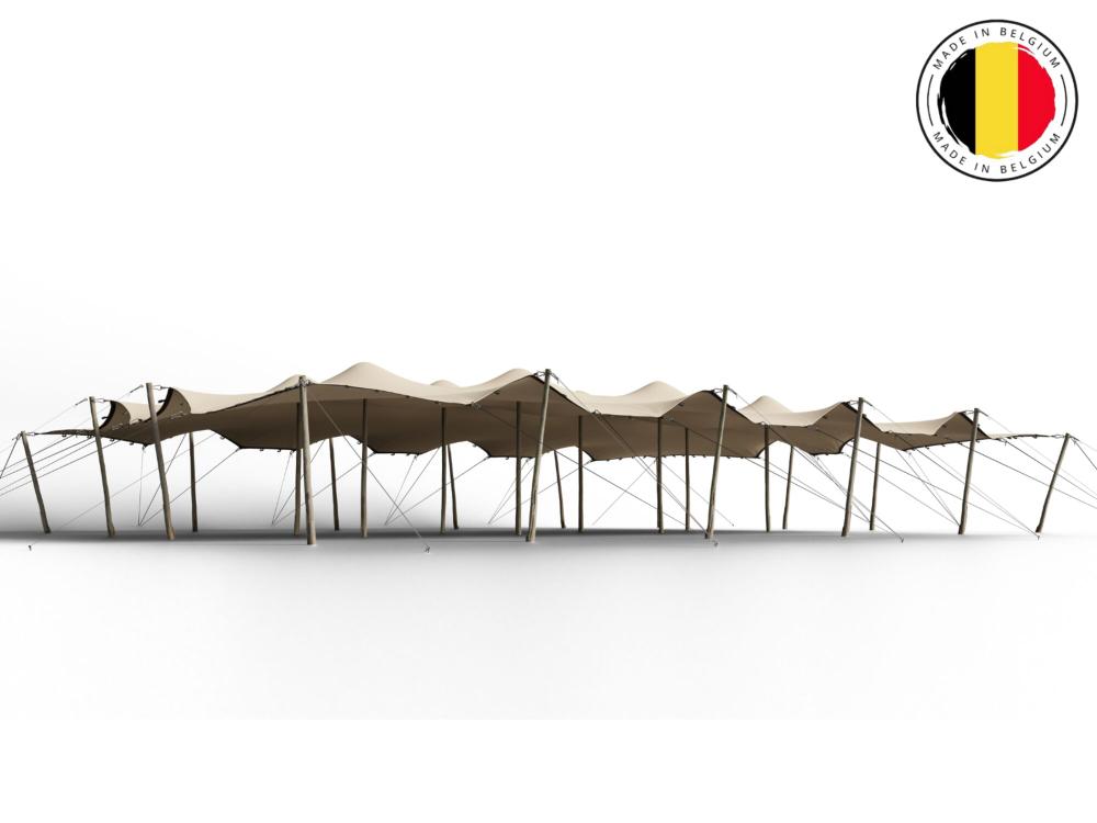 Triflexx Stretchzelt Plane (560 g/m²) mit Schleifen - 15 x 20 m Sand/Creme