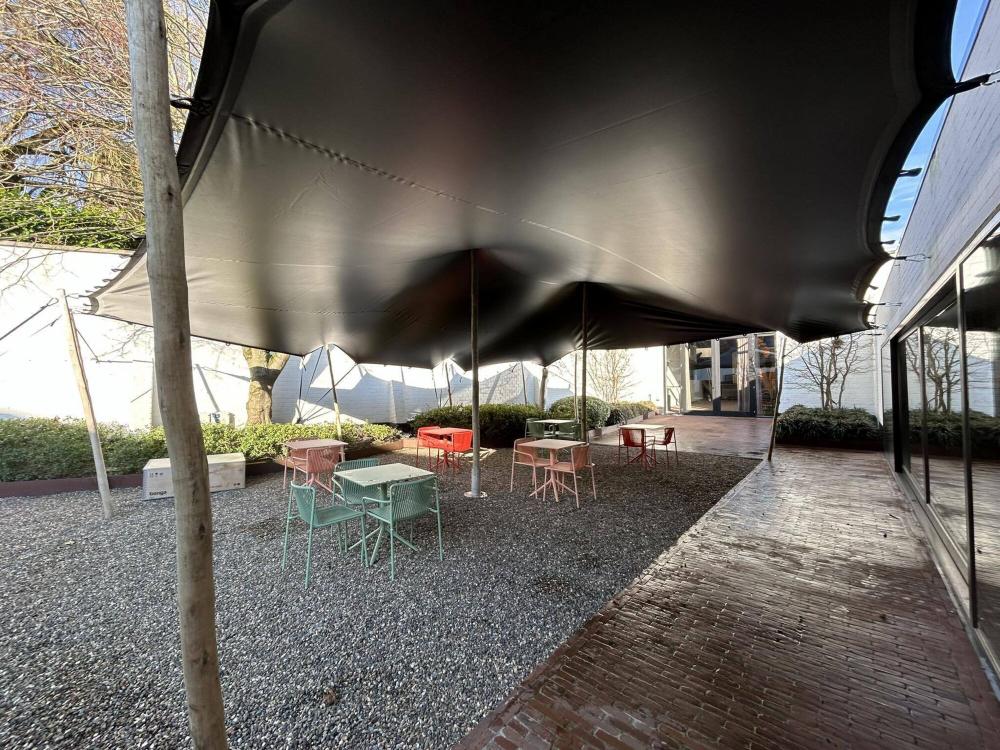 Carpa beduina Hiflexx (740 g/m²) con abrazaderas - 8,5 x 10 m - Arena/Arena