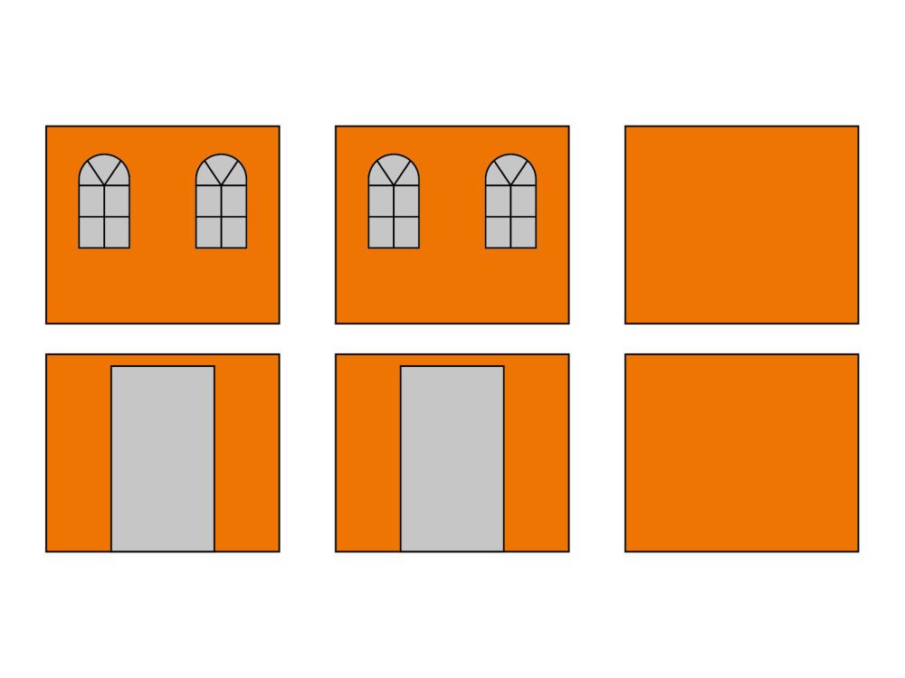 Faltzelt Seitenwandset mit Tragetasche - Bogenfenster - 3 x 6 m - Polyester  orange