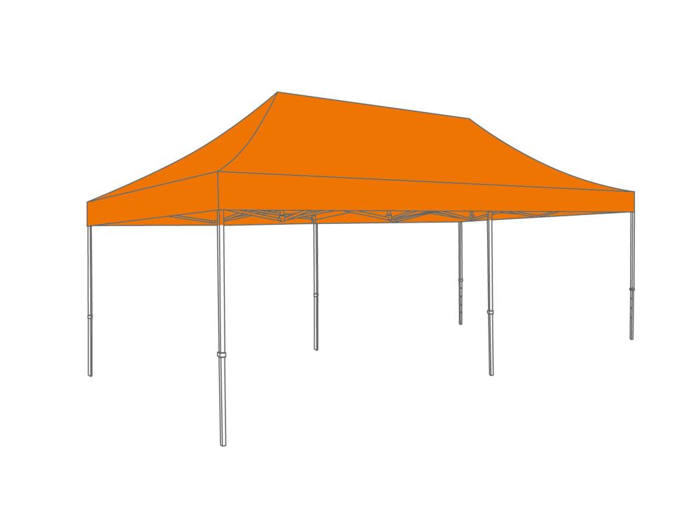 Faltzelt AluLite mit Dachplane - 3 x 6 m - Polyester Orange