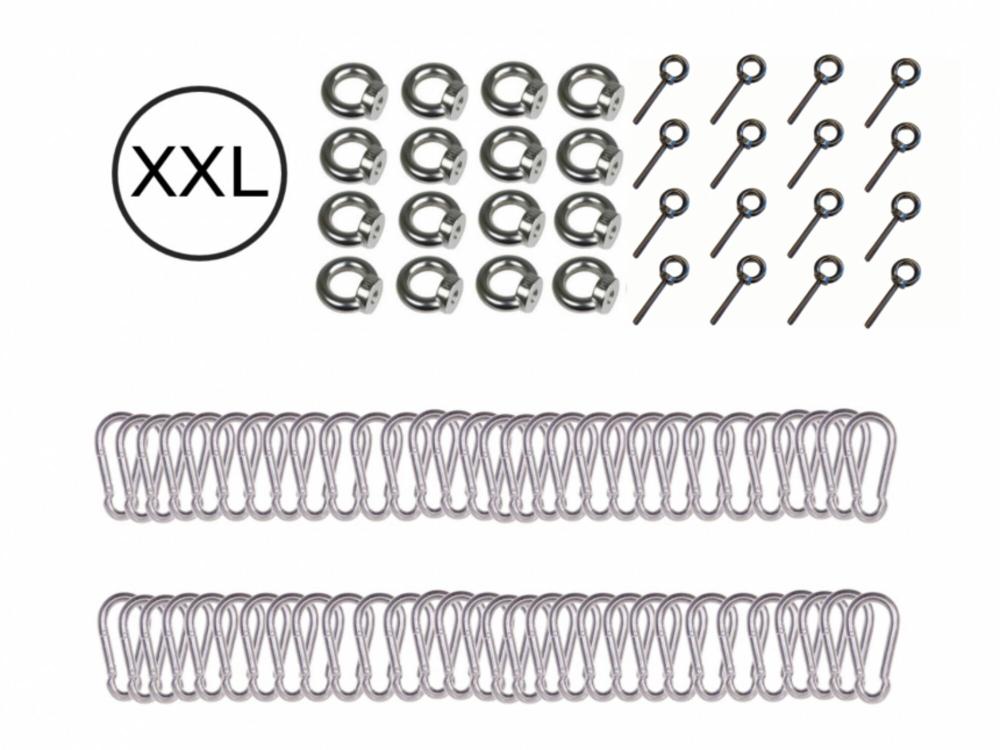 Set de mosquetones - acero inoxidable - cáncamos a medida para carpa beduina 10 x 21,5 m 
