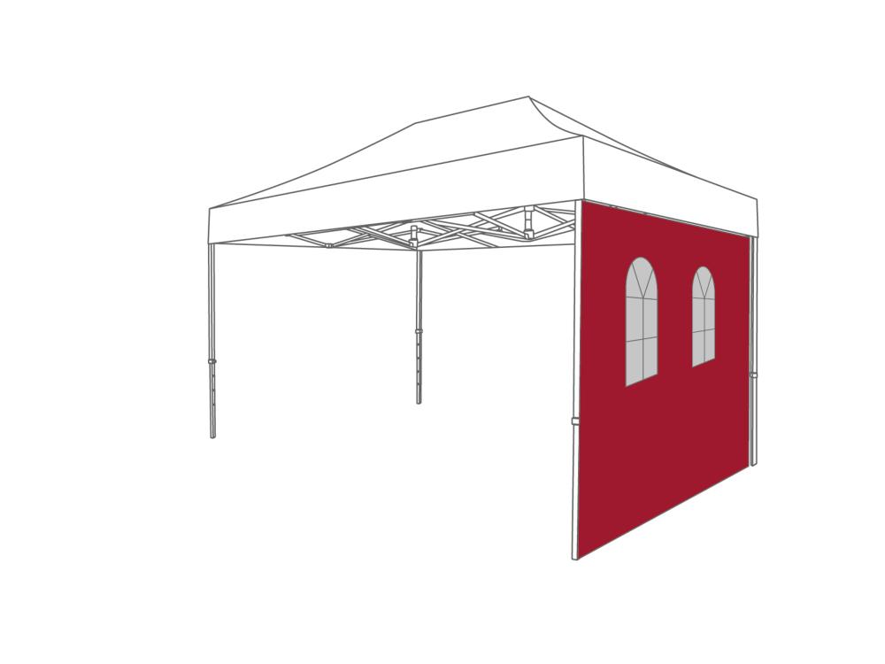 Faltzelt Seitenwand Bogenfenster - 2 m - Polyester Rot
