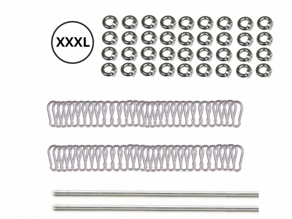 Carabiner set - galvanised - threaded rod to cut for stretch tent 15 x 20 m 