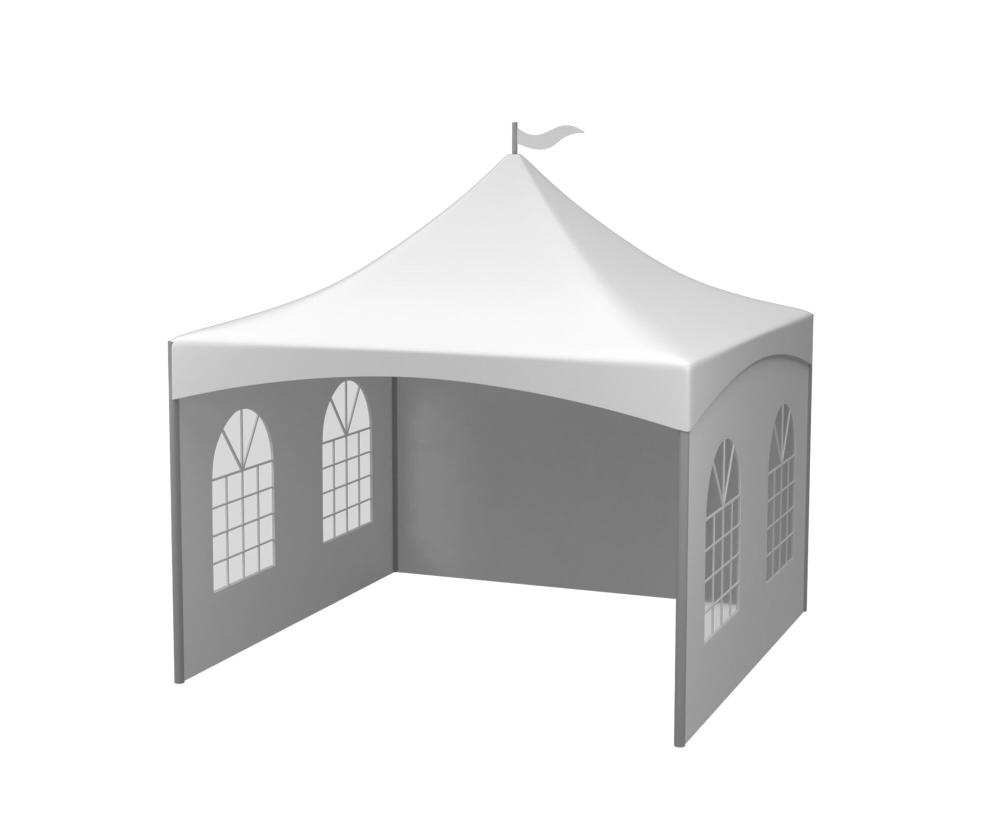 Pagodetent keder ronde palen - incl zijwanden - 3x3m Wit