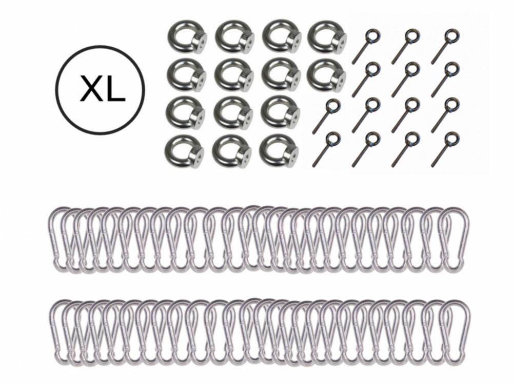 Set Karabinerhaken - Edelstahl - Augenbolzen auf Maß für Stretchzelt 10 x 15 m 