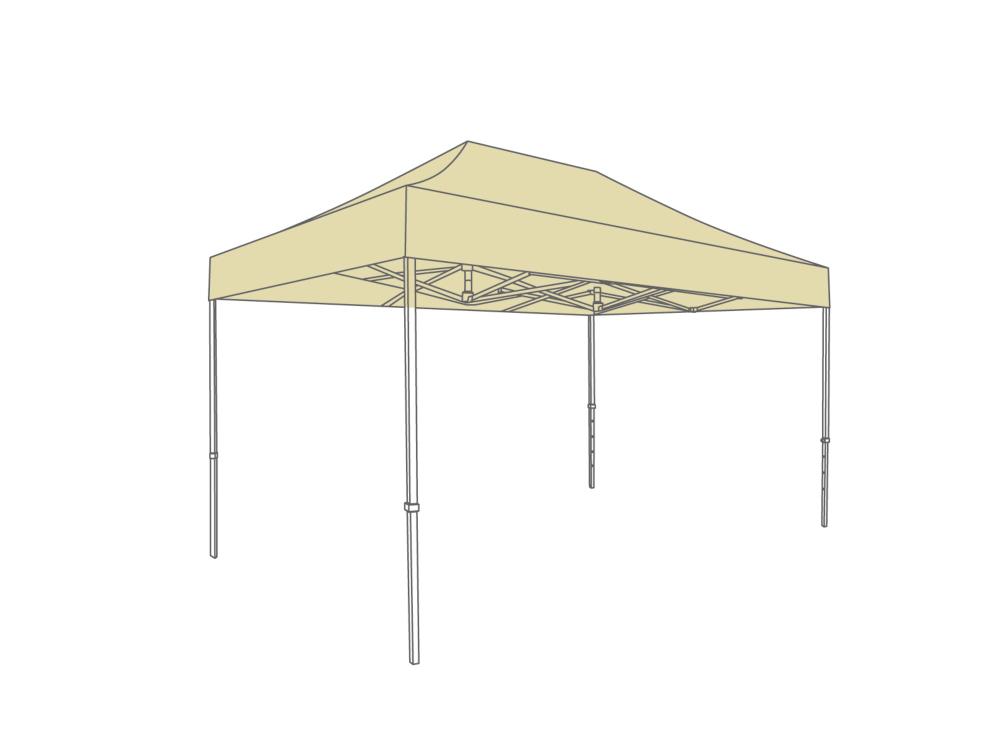 Vouwtent Dakzeil - 3x4,5m - Polyester Cream