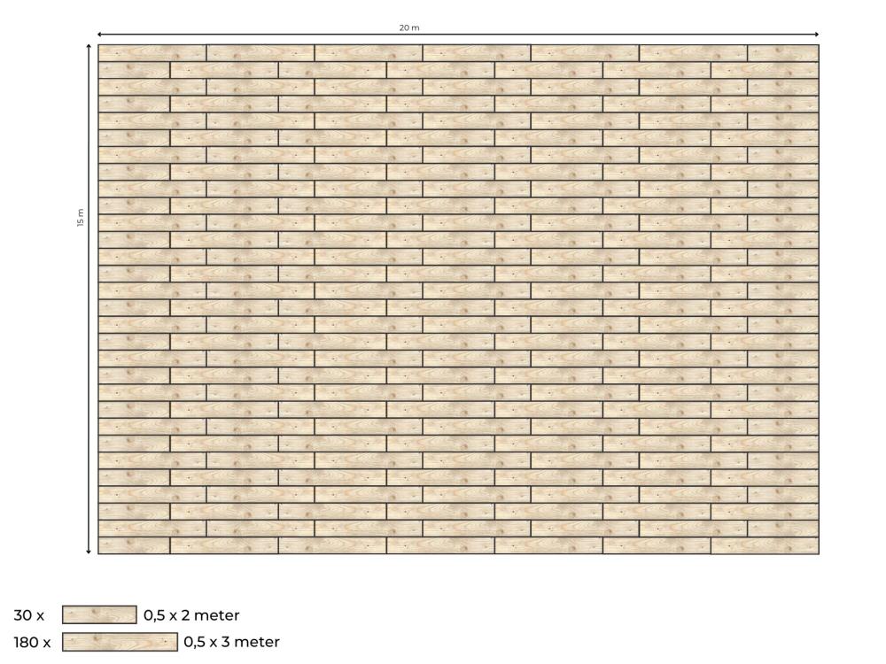 Complete vlondervloer voor Bonga stretchtent 15 m x 20 m