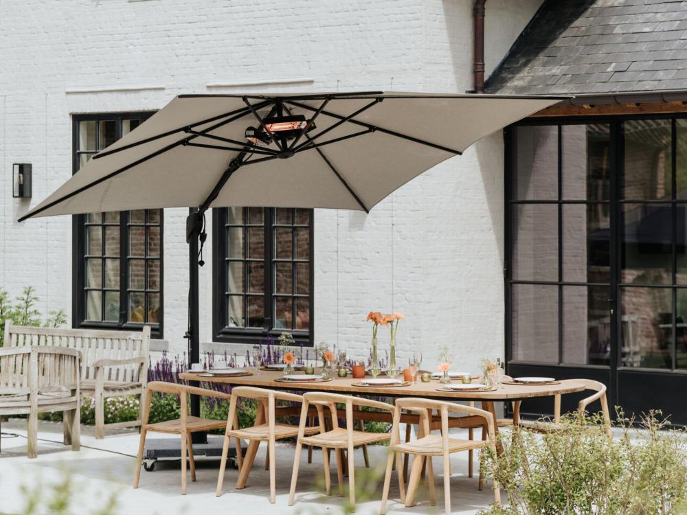 Føro Sunbeam 2400 - Chauffage électrique pour parasol et tonnelle - Lampes halogènes Golden Tube