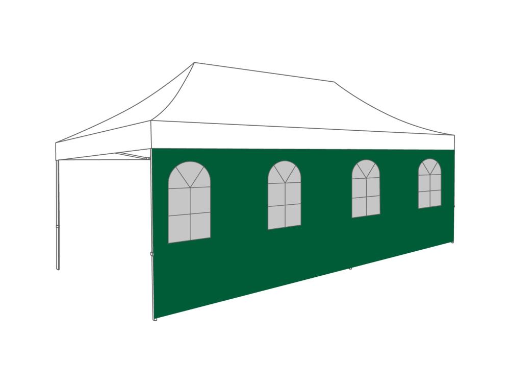 Faltzelt Seitenwand Bogenfenster - 6 m - Polyester (für 3 x 6 m) Grün