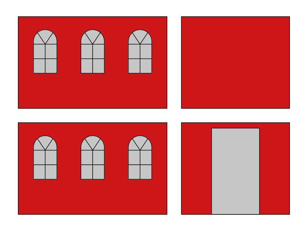 Kit de parois latérales avec sac de transport - Fenêtres en arche - 3x4,5m - tomato red