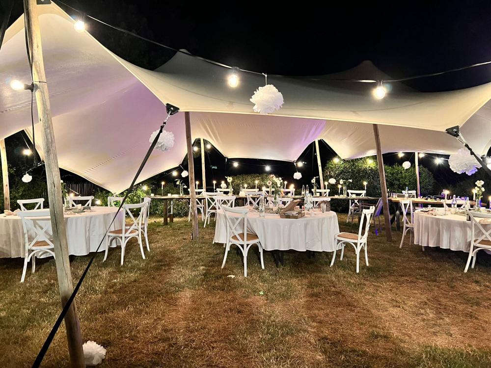 Carpa beduina Hiflexx (740 g/m²) con abrazaderas - 8,5 x 10 m - Arena/Arena