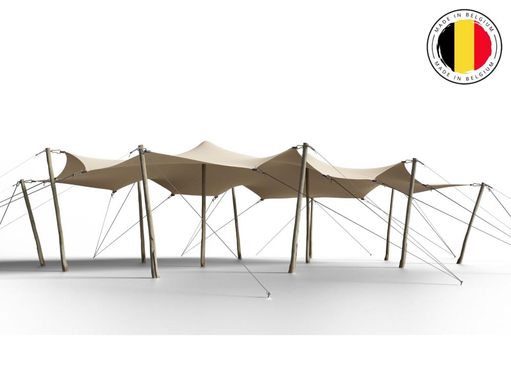 Triflexx Stretchzelt Plane (560 g/m²) mit Klemmen - 6,5 x 10 m Sand/Sand