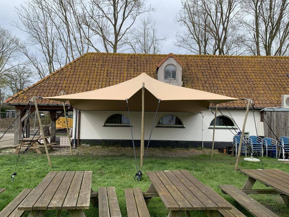 Carpa beduina Triflexx (560 g/m²) con abrazaderas - 6,5 x 6,5 m - Crema/Crema