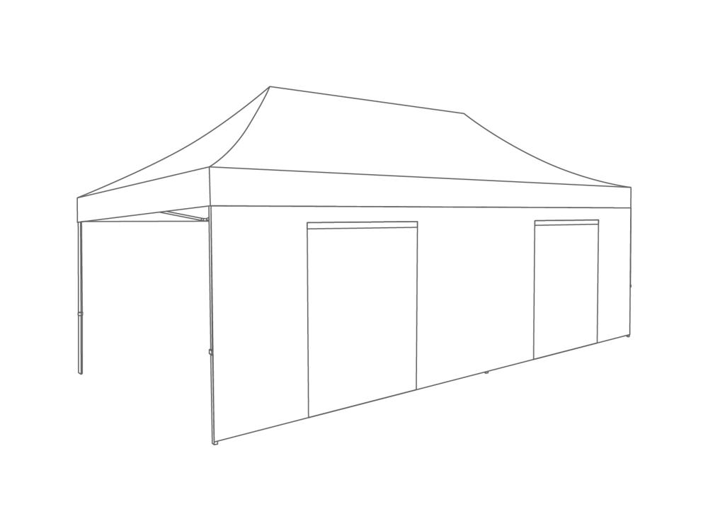 Vouwtent Zijwand deur - 6m - Polyester (voor 3x6m) Wit