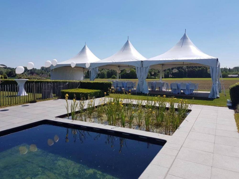 Tente pagode keder avec tubes ronds - Kit complet avec parois latérales - 5x5m Blanc