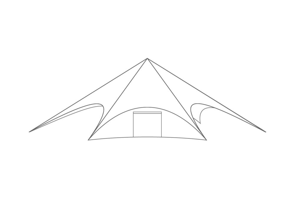 Sternzelt Seitenwand - Tür - 16 m Durchmesser - Polyester Weiß