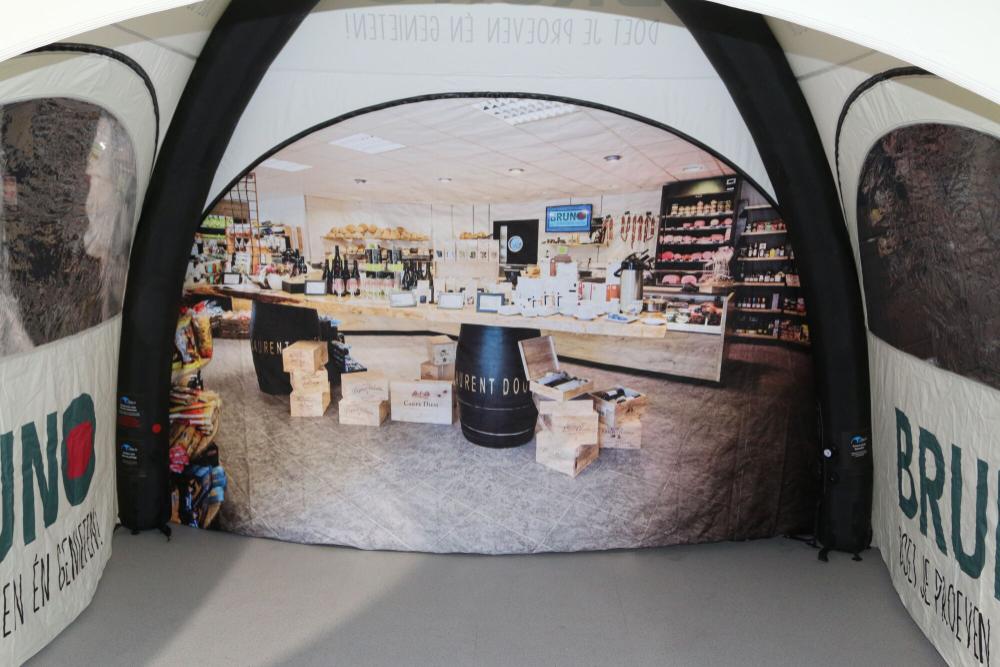 Tente gonflable Globe - 4x4m Structure noir - Toit imprimé