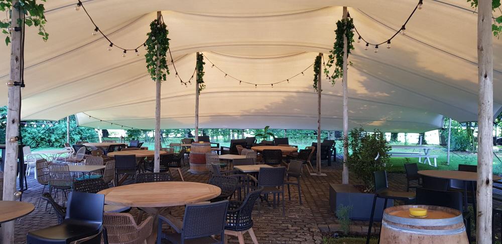 Carpa beduina Triflexx (560 g/m²) con abrazaderas - 15 x 20 m - Arena/Crema