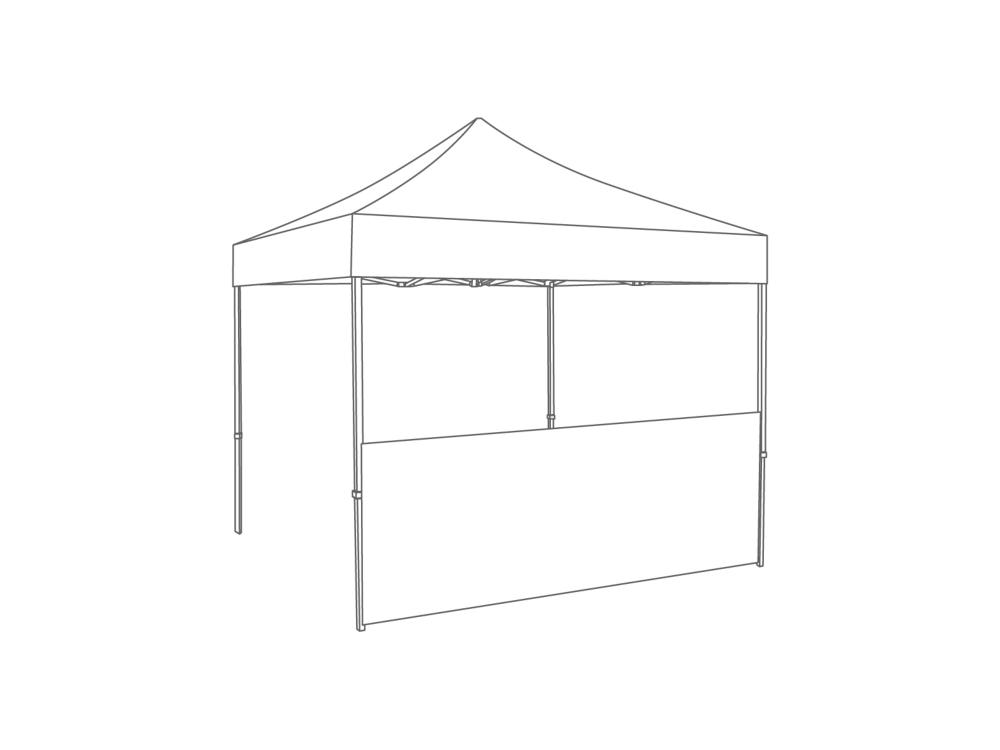 Faltzelt Halbe Seitenwand - 4 m - Polyester Weiß