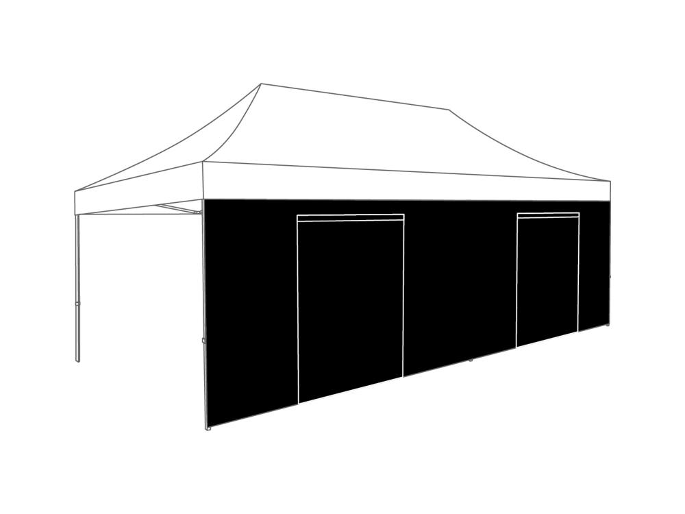 Pared lateral con puerta - 6m - Poliéster (para 3x6) negro