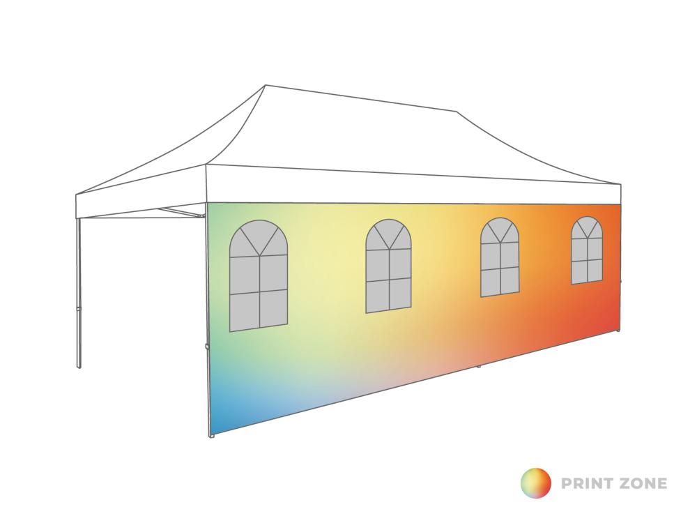 Faltzelt Seitenwand Bogenfenster - 6 m - Polyester (für 3 x 6 m) Print