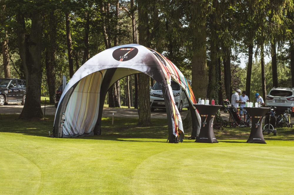 Tente gonflable Globe - 4x4m Structure noir - Toit imprimé