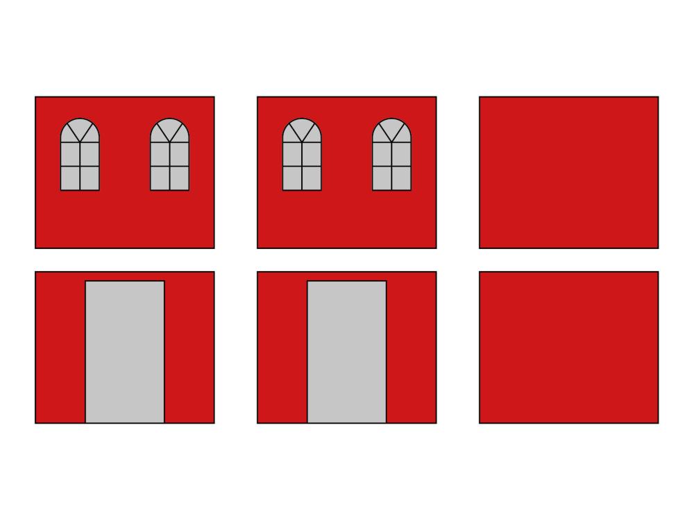 Vouwtent Zijwandenset met draagtas - Boogramen - 4x8m - Polyester tomato red